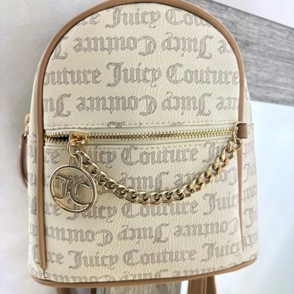 Juicy Couture pecan white and tan mini backpack